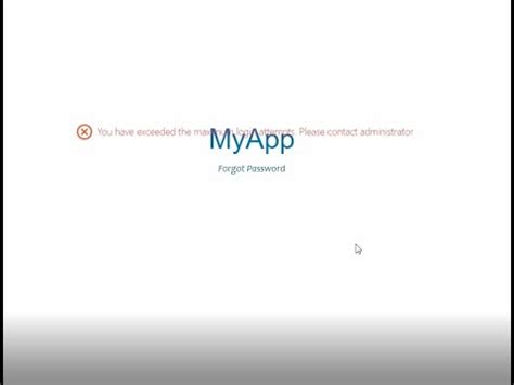 Exceed maximum attempts of password on myapp TCS.